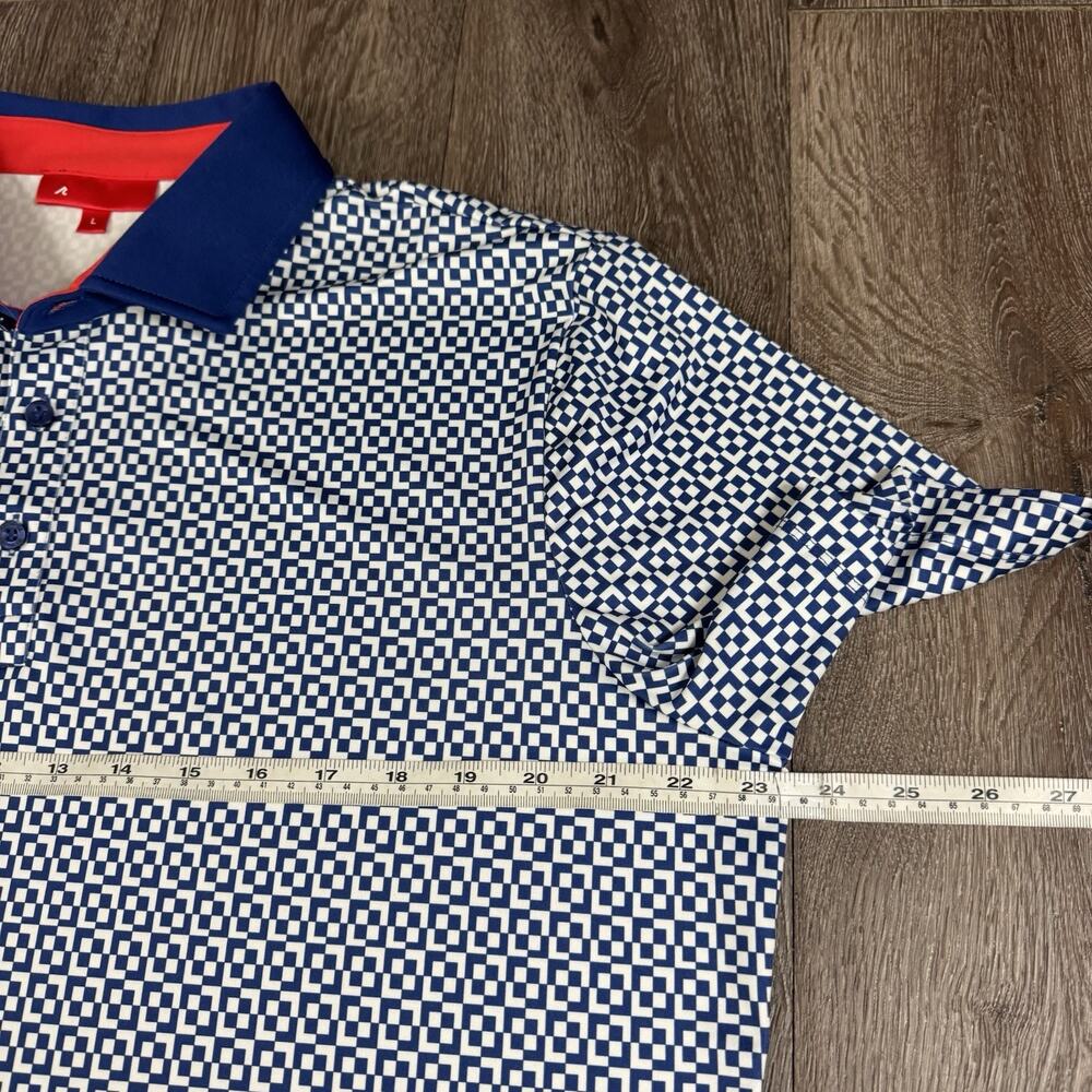 REDVANLY Polo Shirt Mens Large Blue Geometric Golf Performance Stretch Tech - Picture 7 of 12